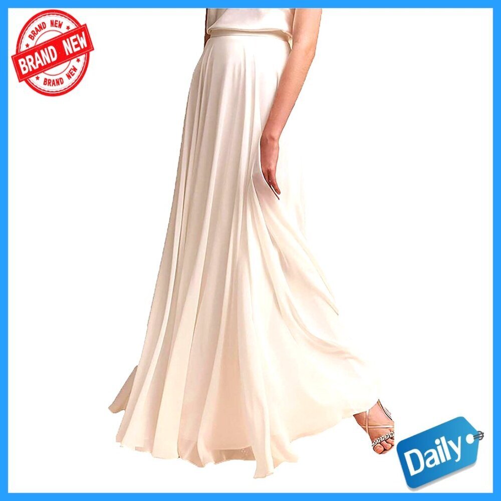 Long Maxi Chiffon Skirt Elastic High Waist Floor Length Bridesmaid